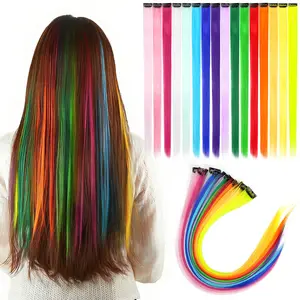 10Pcs Clip-In Hair Extensions 22 inch Long Synthetic Hairpieces for Women Girls Party Music Festival Cosplay Halloween Easy to Use Hair Accessories