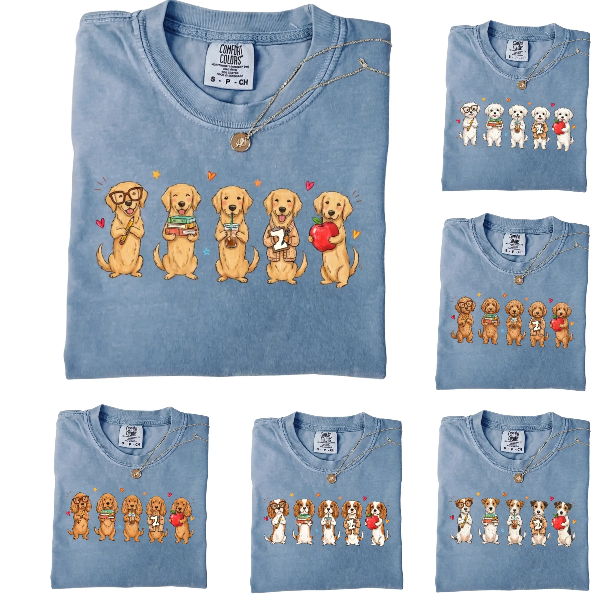 Teacher 50 Dog Breeds Shirt, Comfort Colors Cute Back to School Dog Graphic Tee, Choose Your Favorite Breed, Teacher Appreciation Gift, Preschool First Day Shirt