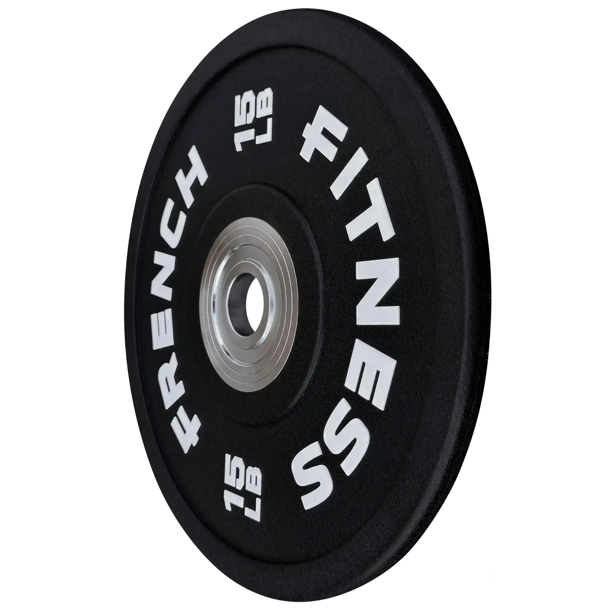 15 lb Black New French Urethane Bumper Plate, Barbell Weight Set for Workout & Resistance Training, Home Fitness Equipment