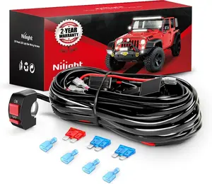 Nilight LED Light Bar Wiring Harness Kit Motorcycle Handlebar Switch 16AWG 2 Leads 12V On Off Push Button Switch for Motorcycle ATV UTV Driving Lights 7/8inch Lighting  dealsforyoudays