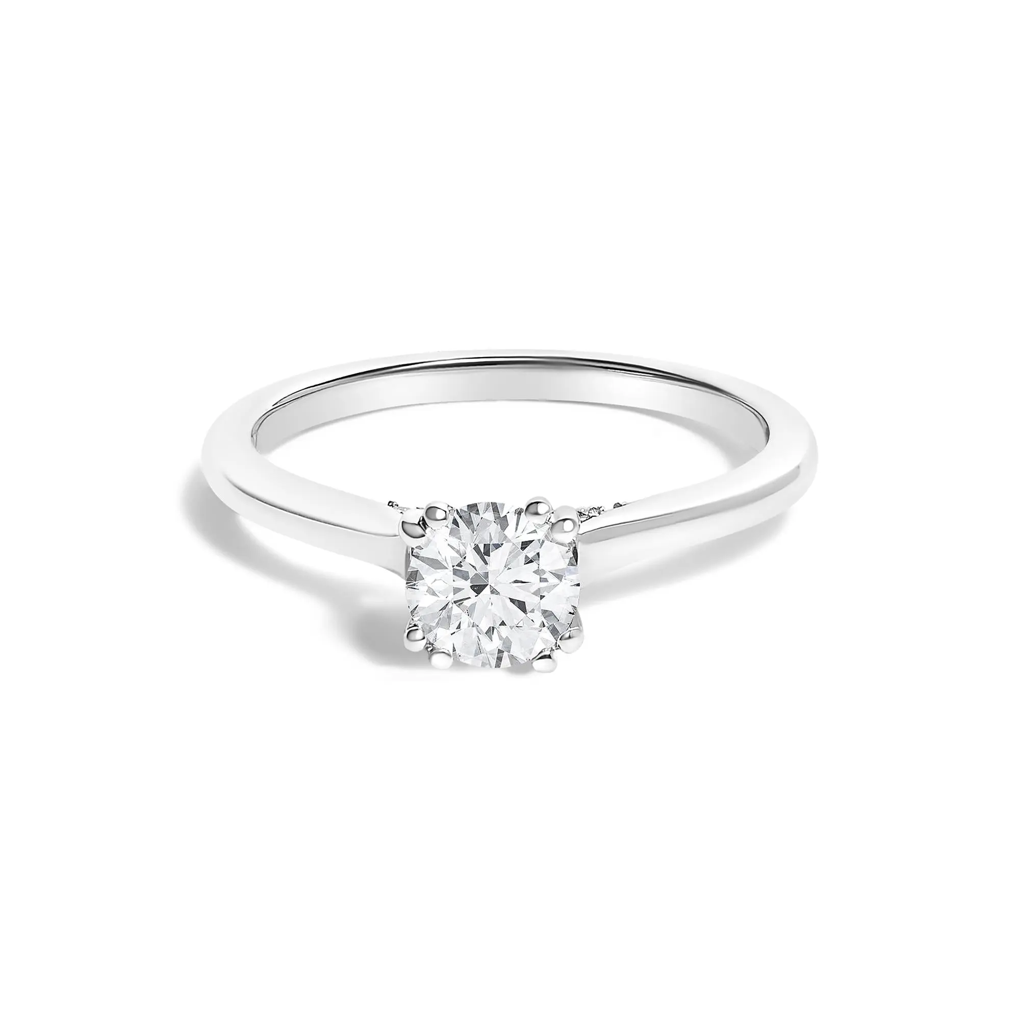 14K White Gold 7/8 Cttw Lab Grown Diamond Solitaire Cathedral Style Engagement Ring (F-G Color, VS1-VS2 Clarity)