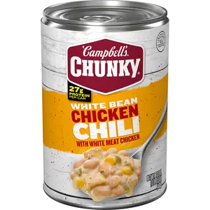 White Bean Chicken Chili Ready to Eat Hearty Chili with Chicken Beans Corn and Peppers Savory Flavor Easy Heat and Serve Meal Option for Home or On the Go 16.5oz Can