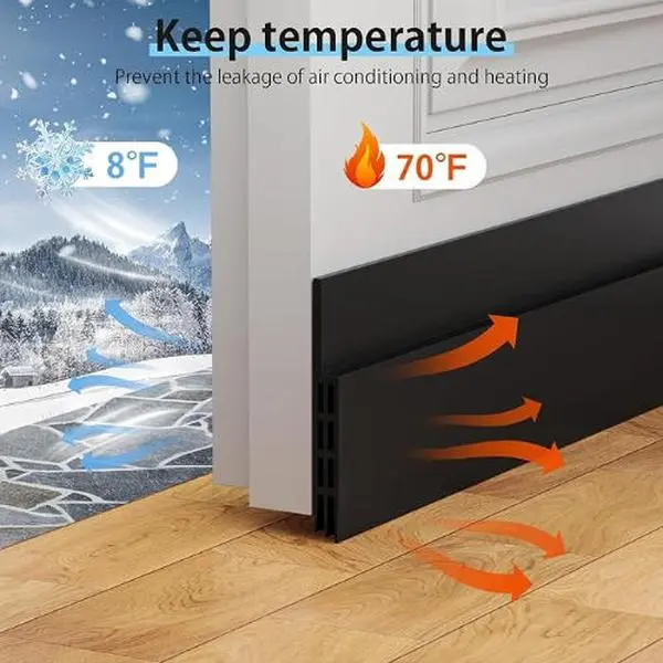 [New Upgrade] Huge Gap Exterior Door Draft Stopper - Easy Install, Flexible, Foam, Noise Blocking Draught Excluders & Seals, Strong Adhesive Pad, Draft, Dust, Unwanted Animal Prevention