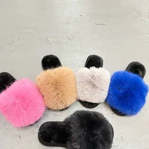 Women's Faux Fur SlippersvFuzzy Blue Fuzzy Comfortable Indoor & Outdoor Use