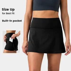 Colorfulkoala Women's Dreamlux High Waisted Tennis Skirt with Built-in Shorts & Pockets Buttery Soft Athletic Skort for Golf Running Casual Wear