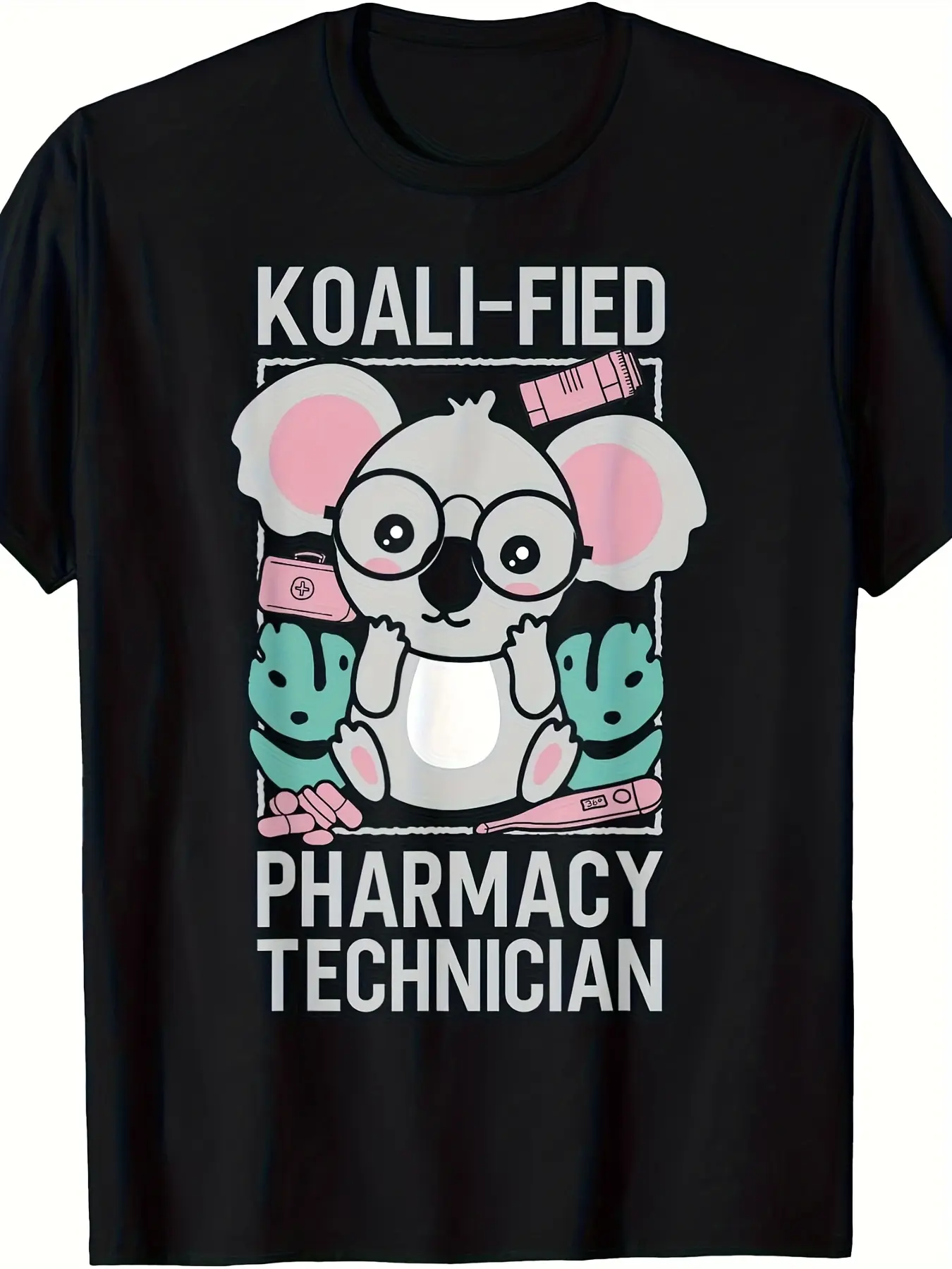 Pharmacy Technician Student Koala Koala-Fied T-Shi unisex soft cotton short sleeve t shirt, vintage graphic casual tee for men women teens, perfect birthday holiday gift for camping travel gym daily street  wear