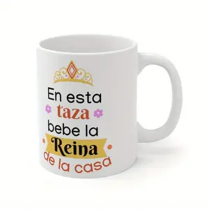 [Made in US] Letter Printed White Ceramic Mug 11 oz, Coffee Milk Cup, perfect for everyday use or as a Mother's Day or New Year gift.