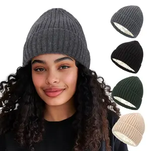 Autumn and winter popular hats for women New satin warm wool hats for men and women Fashionable simple and versatile parent-child pullover knitted hats