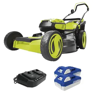 Sun Joe Walk-Behind Cordless Push Lawn Mower with Brushless Motor, 24V-X2-16LM