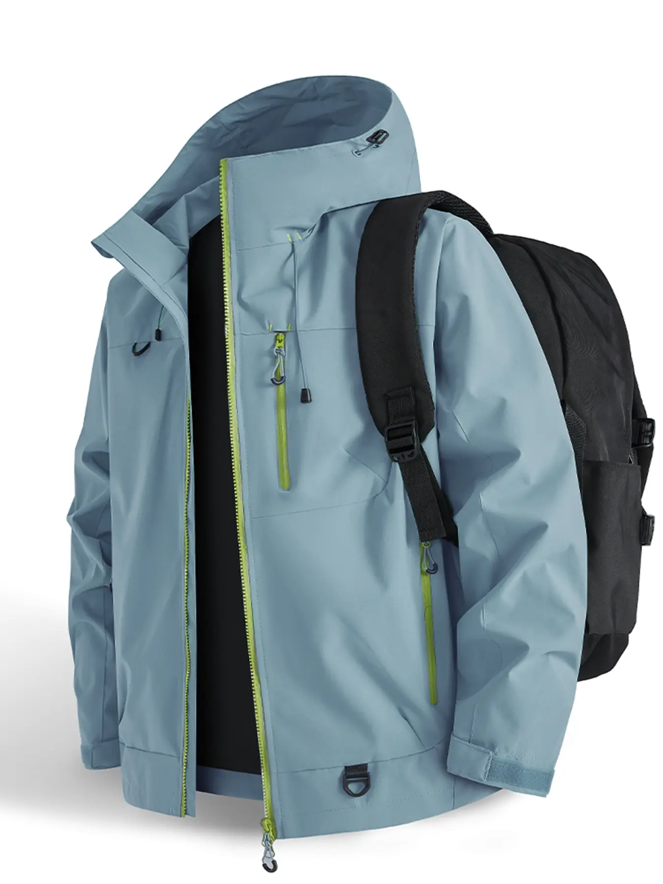 2026 New 3-in-1 Hooded Hiking Jacket, Men's Waterproof Windproof Outdoor Coat, Breathable Plain Color Sports Outerwear for Fall Winter