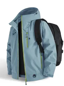 2026 New 3-in-1 Hooded Hiking Jacket, Men's Waterproof Windproof Outdoor Coat, Breathable Plain Color Sports Outerwear for Fall Winter
