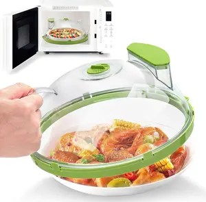 10 Inch Microwave Splatter Cover for Food Large Microwave Plate Food Cover With Easy Grip Handle Anti-Splatter Lid With Enlarge Perforated Steam Vents,BPA Free & Dishwasher Safe