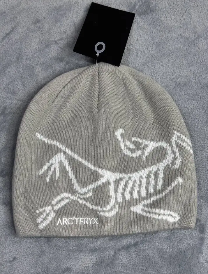 Arc'teryx Inspired Bird Head Toque Beanie – Orca Gray | Large White Logo Knit Print | Soft Warm Merino Wool Winter Hat | Brand New with Tags | Gorpcore Y2K Streetwear | Unisex Ski Hiking Outdoor Cap | Gift for Him & Her