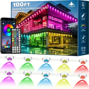 50 Bulbs IP67 Waterproof RGB Outdoor LED Permanent Light, Comes with App and Remote Control, Best Choice for Party, Valentine's Day Decoration, Garden, Home Decoration and Gifts for Men, Women, and Friends, Patio Outdoor Light, 50 Feet