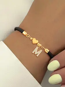 Women's Zirconia Initial Letter Heart Charm Bracelet, Heart Shaped Bracelet, Adjustable Fashion Classic Design, Casual Style All Season Trendy Jewelry Accessory