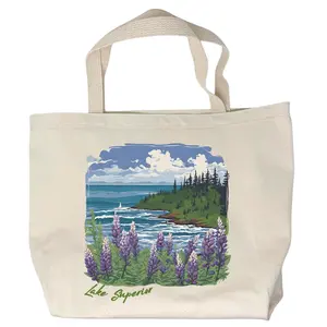 Lupine Shores Lake Superior Canvas Tote Bag - 100% cotton - Made in USA