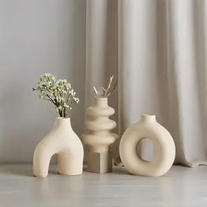 Modern Ceramic Vase, 3 Counts/set Creative Design Vase, Desktop Decoration for Home Living Room Bedroom Office, Home Table Decor, Interior Ornaments, Flower Arrangement Vase, Modern Plant Vase, Home Decorative Vase