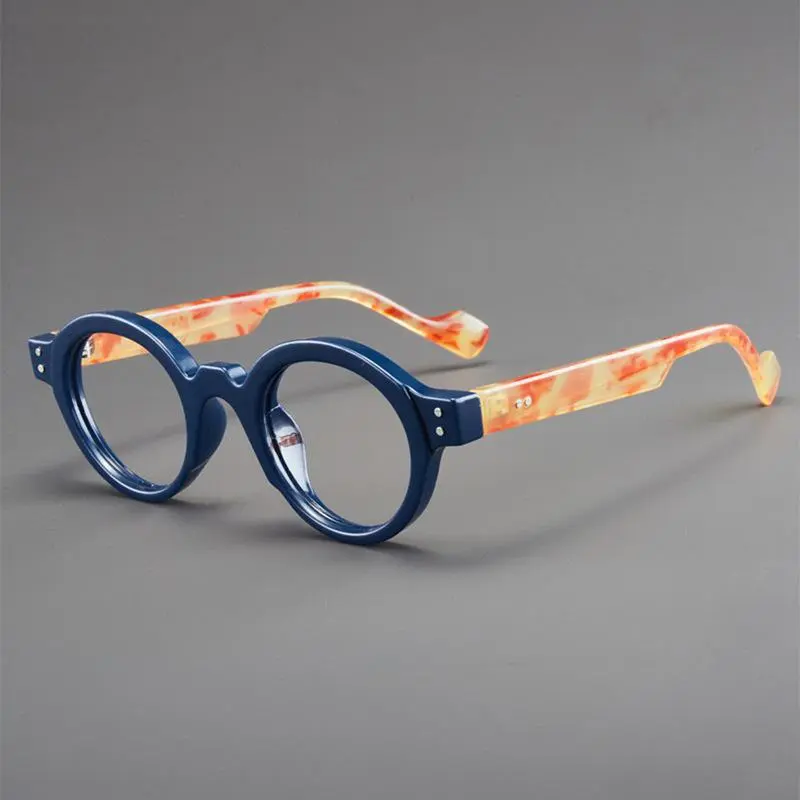 2026 Trending Retro Rice Grain Small Round Frame Color Block Non-Prescription Glasses - Anti-Eyestrain Eyewear, Tinted Lens Blue Light Protection Glasses (In Stock), Tinted Lens Glasses