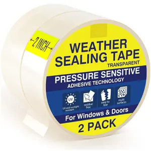 Window Sealing Tape 1 Pack Transparent Sealing Heavy-Duty -Free RV Insulation for Doors and Windows, Clear Weather Stripping Draft Isolation Tape (2 Pack 2 inch)