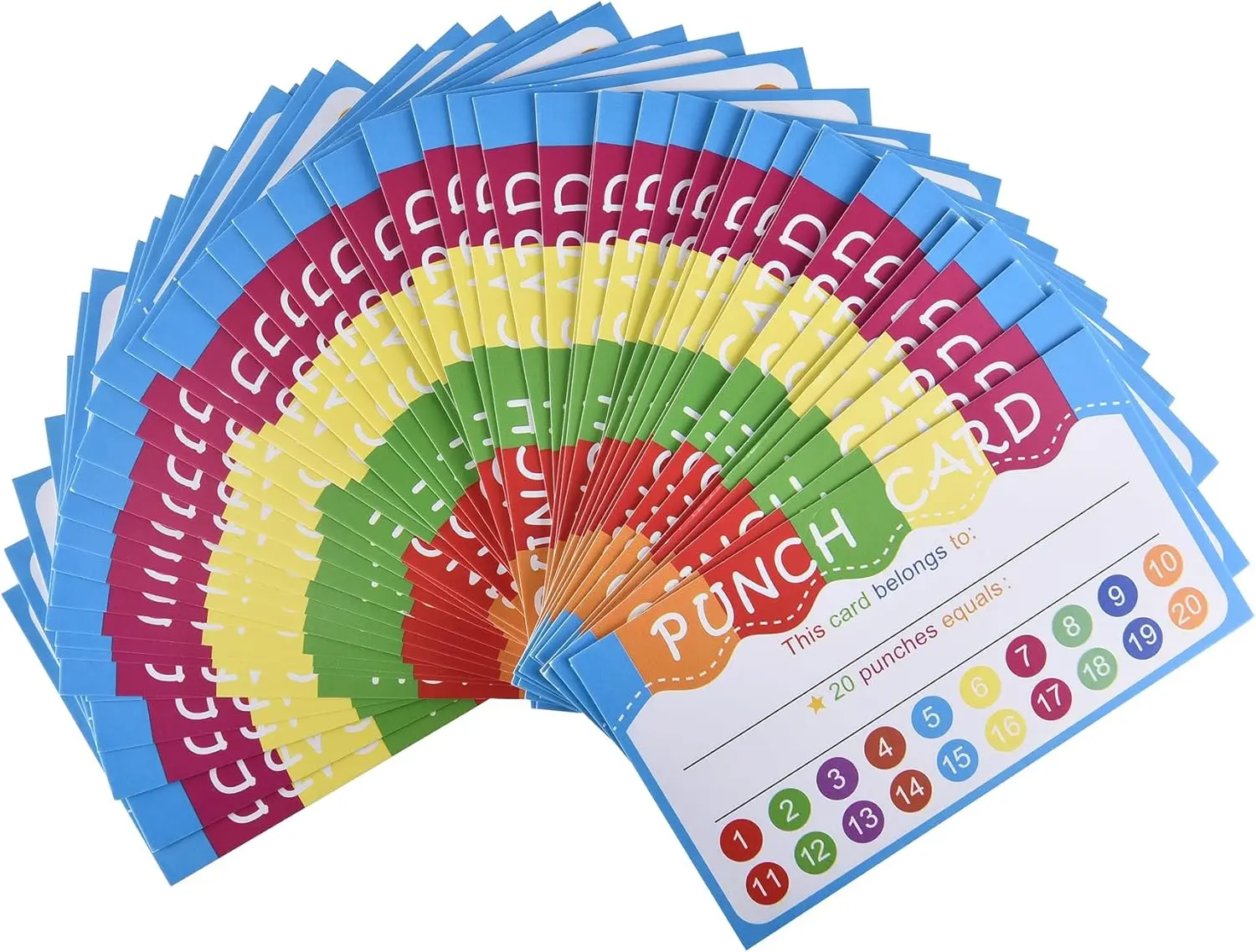350 count Punch Cards for  with Polka Dots for Classroom Student Rewards, Behavior Recognition, and Business Customer Loyalty Incentives (350) (20 colored circular holes)