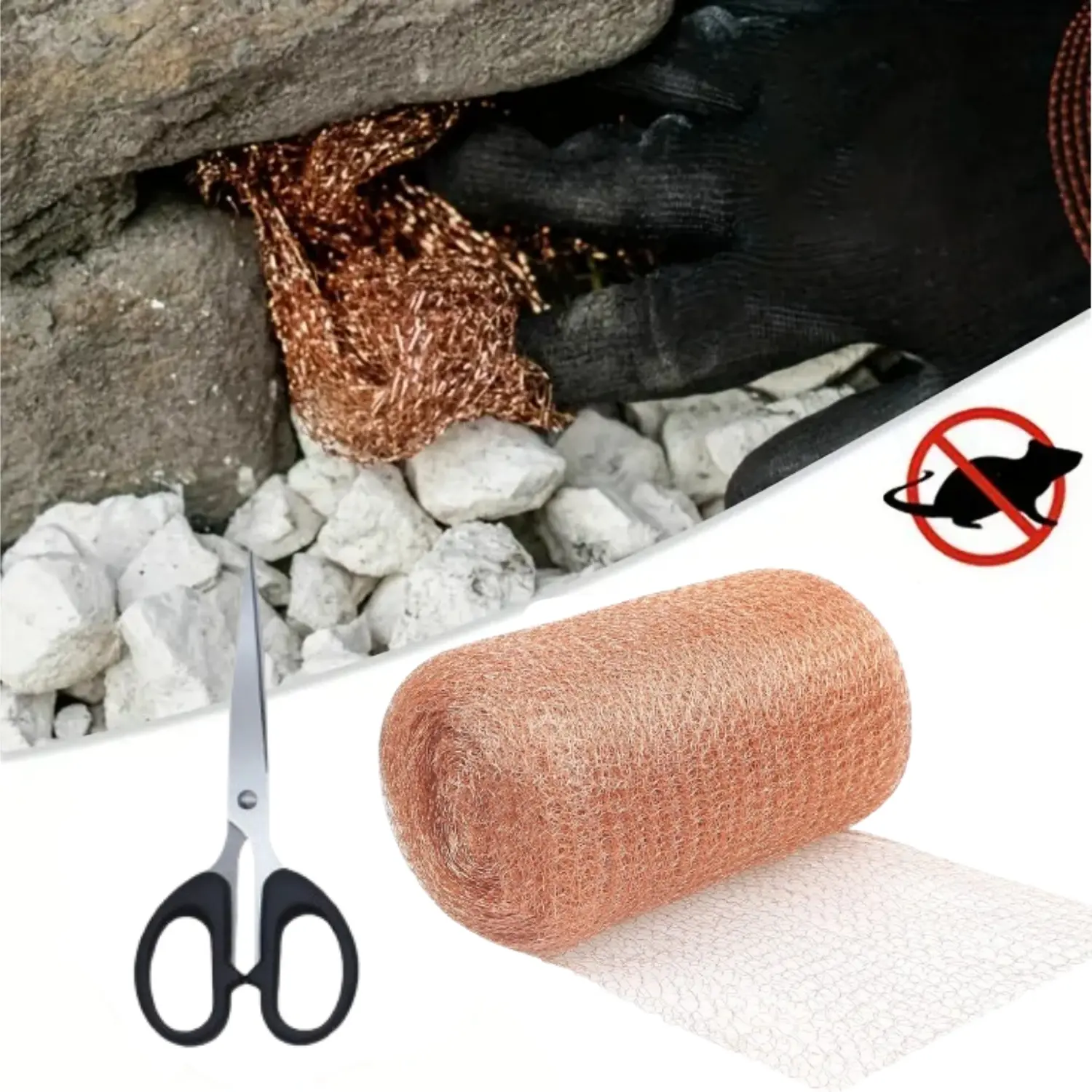Tubular Pure Copper Mesh Net Pest Control Set - 11m/36ft Each Double Layer, Strong Protection, Slugs/Rodent Barrier, Rust-Resistant, Heat-Resistant, Scissors Included, Ideal for Garden/Home Improvement
