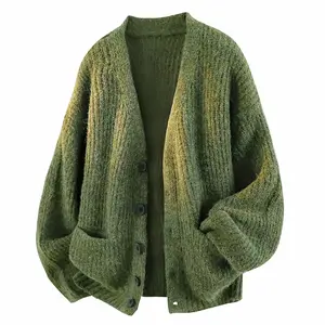 Spring New Cardigan Sweater, Vintage Casual Lazy Style V-Neck Knitwear, Men's Everyday Solid Color Jacket Loose Soft Comfortable Versatile, Men's Top Button Pocket Sweater Cardigan Knitwear