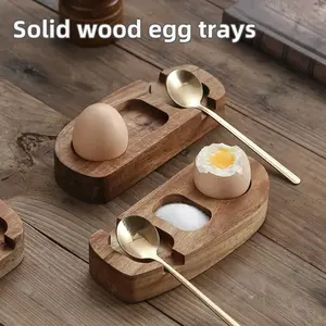 Acacia Wood Egg Tray Egg Cup Holder Eggshell Cup Egg Cup Puncher Cup Holder Stand