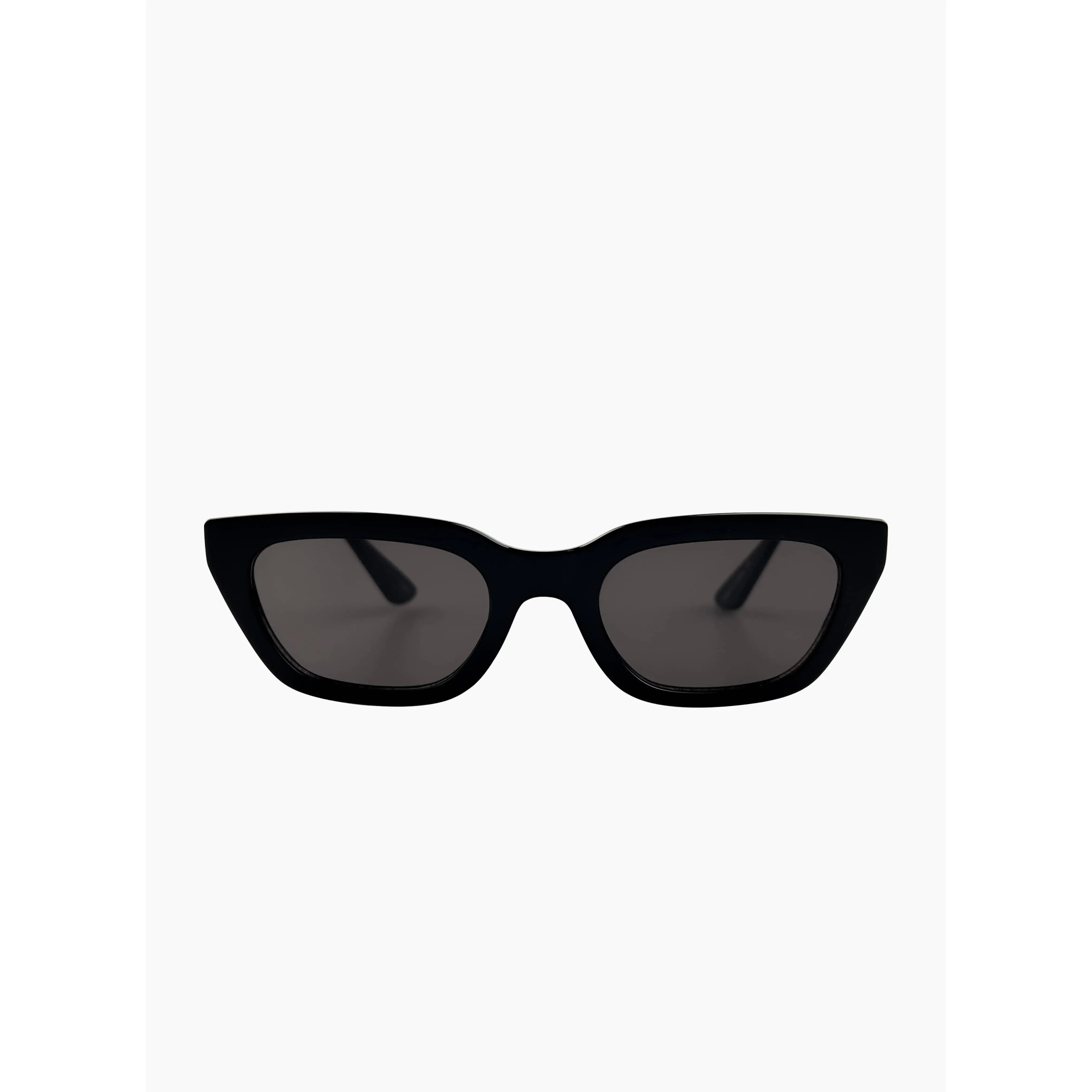 OTRA Nove Black Cat Eye Sunglasses - Fashion Sunnies, Modern Frames, UV Protective, Lightweight, Versatile, Minimalist Casual Streetwear - Shiny Black Frames, Smoke Lenses - Vegan Pouch Included, Trendy Streetwear, Modern Frames Sunglasses