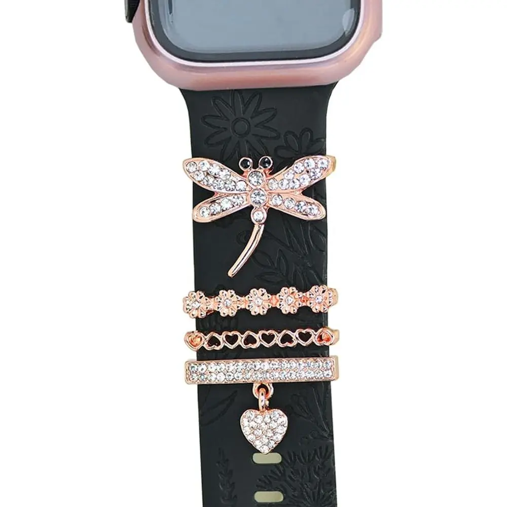 Women Watch Band Charms ,Diamond Decorative Rings Loops Charms for  Watch Bands 49mm 45mm 44mm 42mm 41mm 40mm 38mm , Metal Jewelry SmartWatch Watch Band Accessories Charms for iwatch band Series se 9 8 7 6 5 4 3 2 1 for  Galaxy watch 5/Pro/4