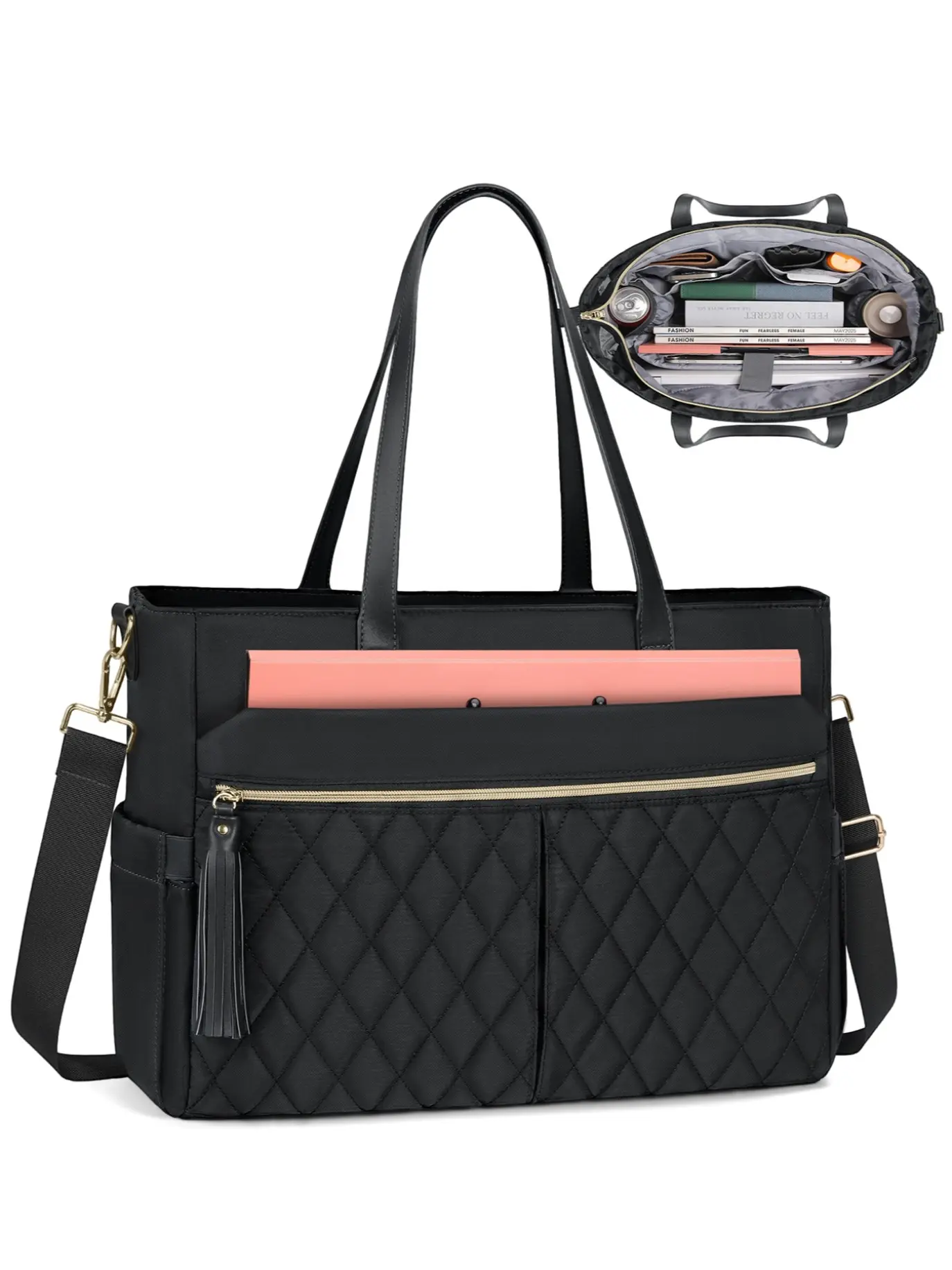Women's Laptop Bag (15.6 Inch), Teacher Tote Bag/commute Bag/Messenger Bag with Zip, Insulated Pockets and Strap, Professional Nurse Bag/laptop Briefcase