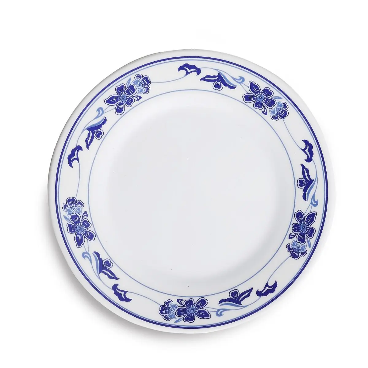 Yanco PO-1006 Durable Stylish Peony Melamine 6 in. Round Dinner Plate - White & Blue, Restaurant-Quality Serving Dishes for Serving