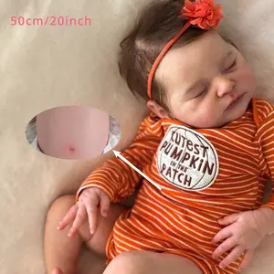 GUESSBELLY 50cm Lifelike 20inch Full Body Soft Vinyl Asleep Reborn Art Baby Doll Toy With 3D Skin Visible Veins for Kid Gift(Some Parts Random, Including Pacifier, Bottle, Hair accessories And Clothes Set)