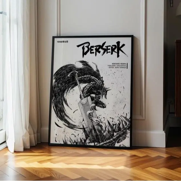 Berserk Anime Poster, Minimalist Manga Wall Art, Japanese Style Decor, Vintage (Print only, frame not included)