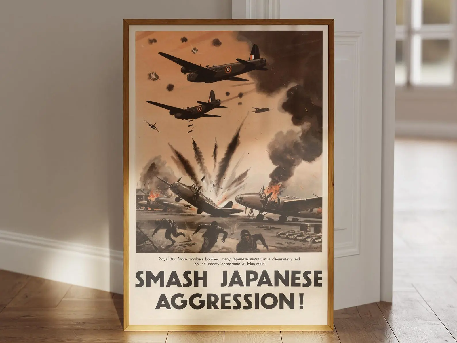 Vintage Wwii Propaganda Poster Smash Japanese Aggression Historical War Art Military Memorabilia Home Decor Print B 17