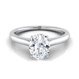 Cathedral Surprise Stone Solitaire Oval Engagement Ring Setting in Platinum