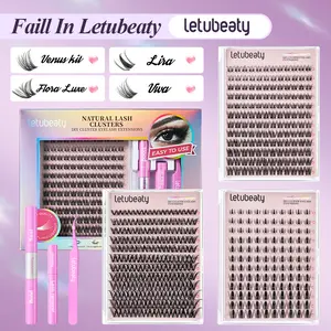Letubeaty Natural Fluffy Eyelash Clusters Kit - Ultra-Dense, Waterproof, Long-Lasting, Wispy 18-8 mm Cat Eye Lash Extensions, Beginner-Friendly DIY Eyelashes Extensions for Everyday Wear