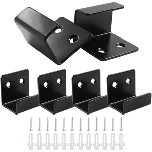 6 Pack Wall Hanger Fastener, Stainless Steel Wall Mount Brackets Hook with 25 mm Inner Width Heavy Duty Tile Hangers for Ceramic Display (Black)