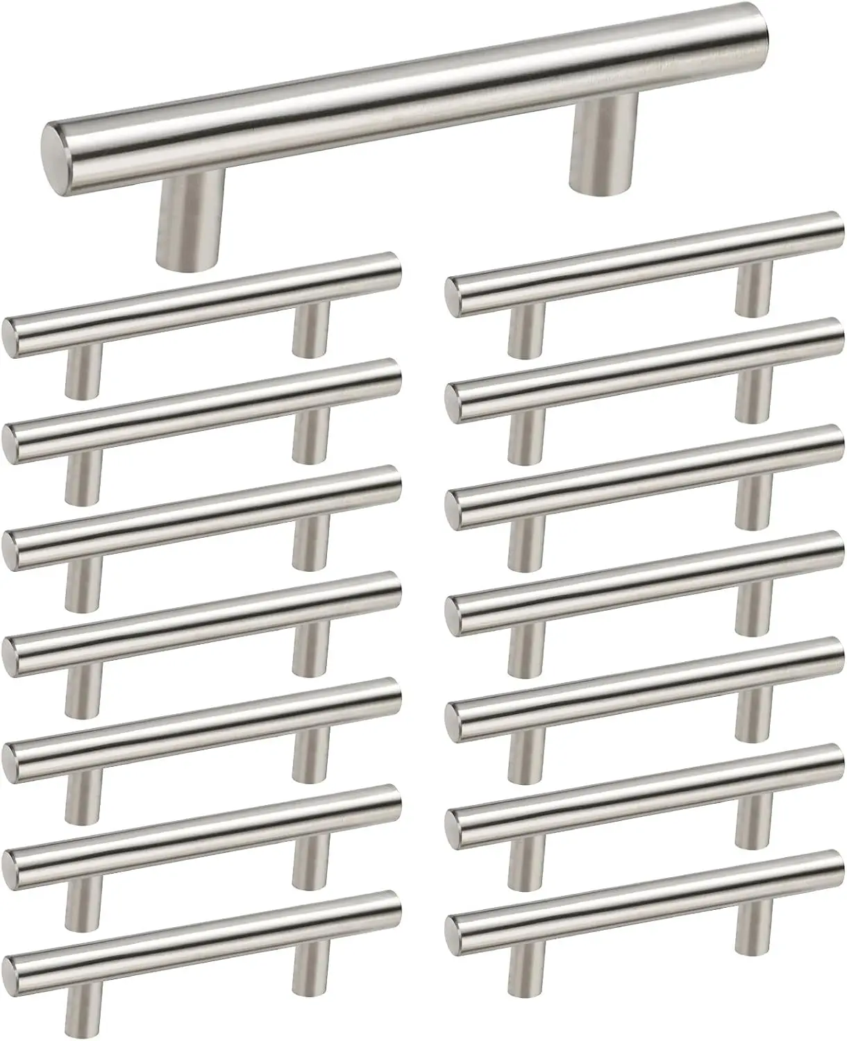 15 Pack Cabinet Pulls, Brushed Nickel Drawer Handles 5 Inch, 3 Inch Hole Center Kitchen Cabinet Hardware