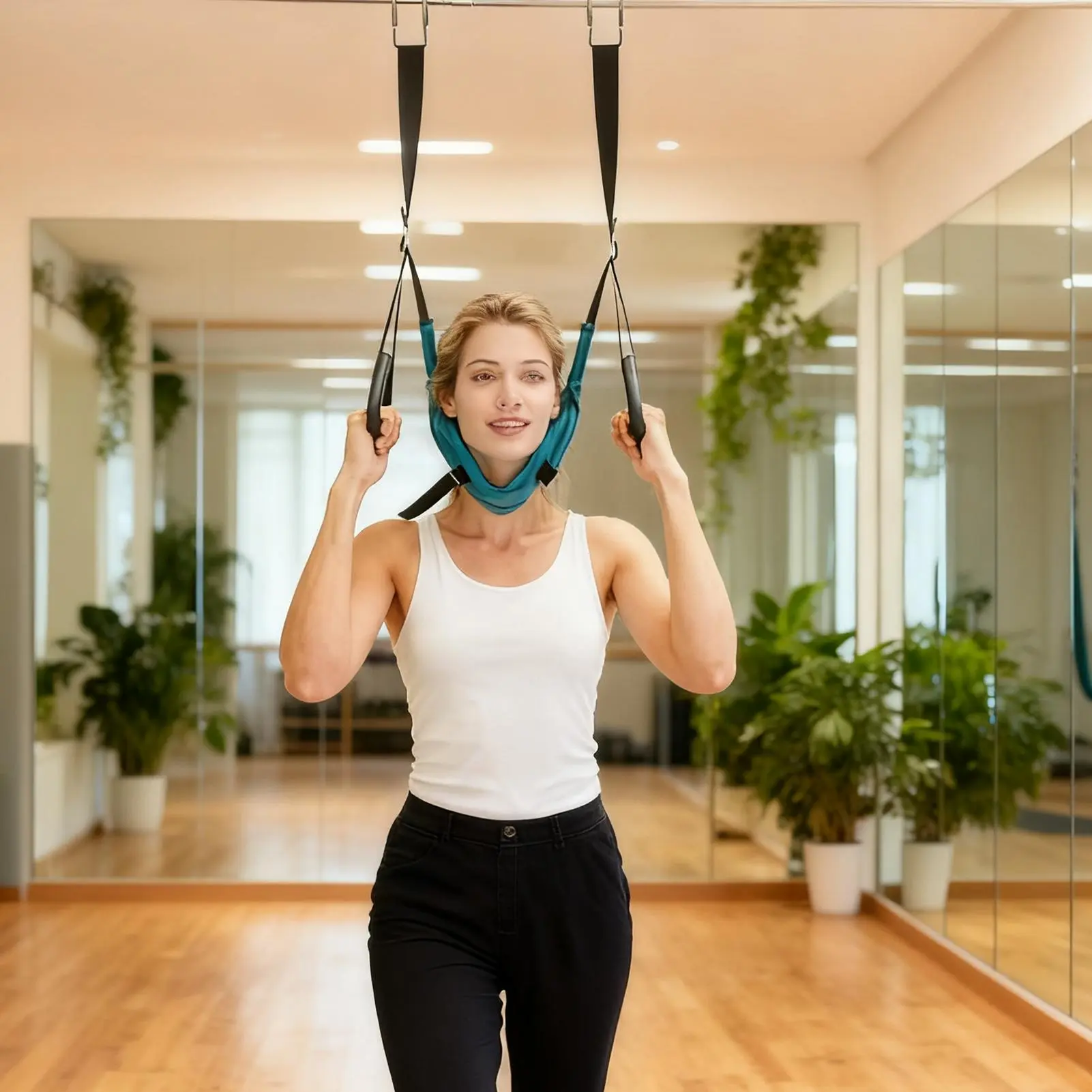 Adjustable Neck Relaxation Strap Hanging Cervical Traction Device Portable Home Use Neck Stretcher Designed to Relieve Neck Pressure Suitable for Mounting on Doors or Pull Up Bars