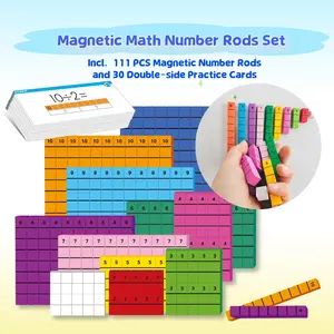 Magnetic Math Number Rods + Practice Cards Set, Educational Kit, Math Learning Tools, Counting and Learning Tool, Ideal for Classroom and Home Schooling