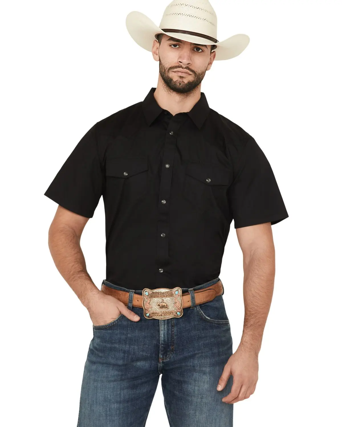 Gibson Trading Co Men's Men'S Solid Pearl Snap Short Sleeve Western Shirt - Gmba17w104