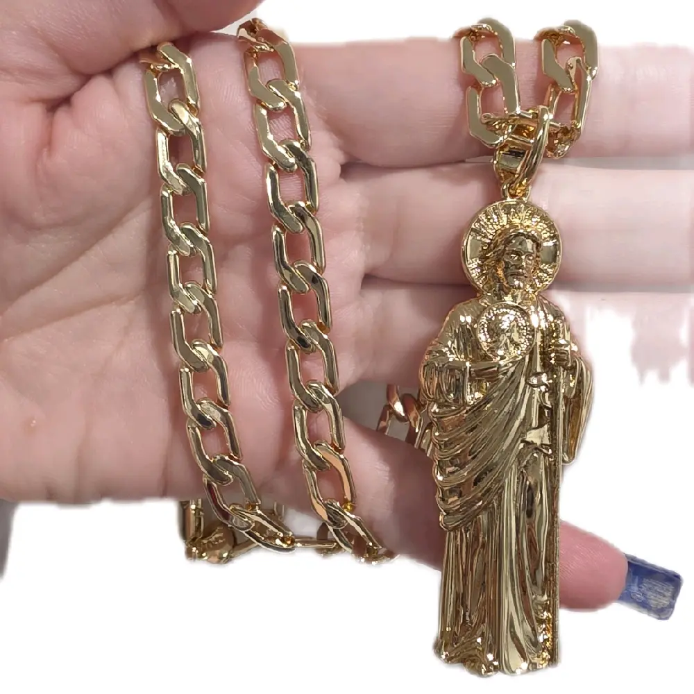 san judas all gold chain set 26"