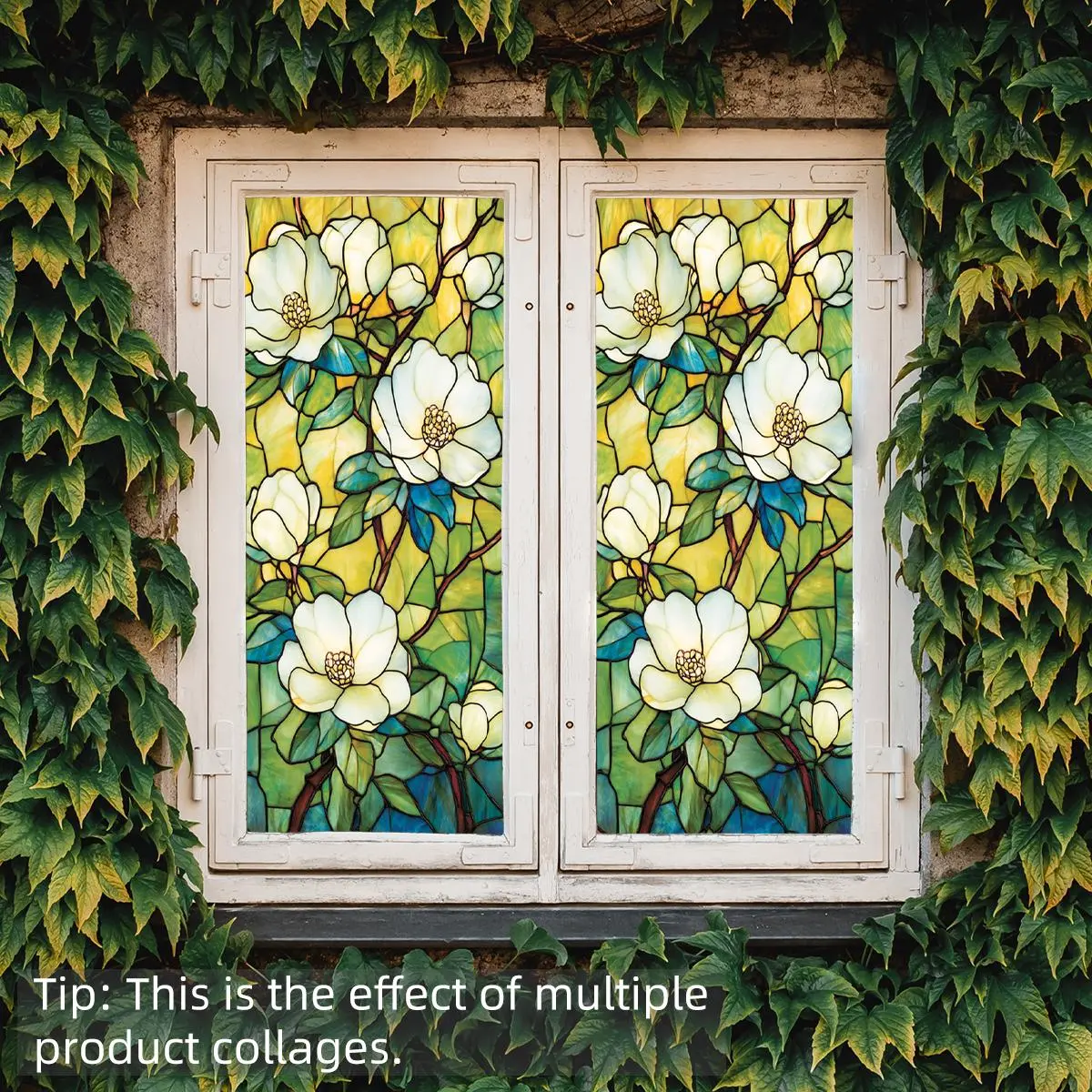 Flower Pattern Static Cling Window Sticker, 1 Count Double Sided Printed Window Decal, Decorative Sticker for Home Living Room Bedroom Bathroom, Glass Sticker