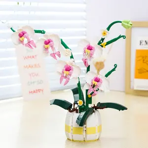 Orchid Building Block Set, Realistic Butterfly Orchid Model Kit, Creative DIY Bouquet, Home Decor Gift for Mom Wife Floral Enthusiasts, Building Blocks Set