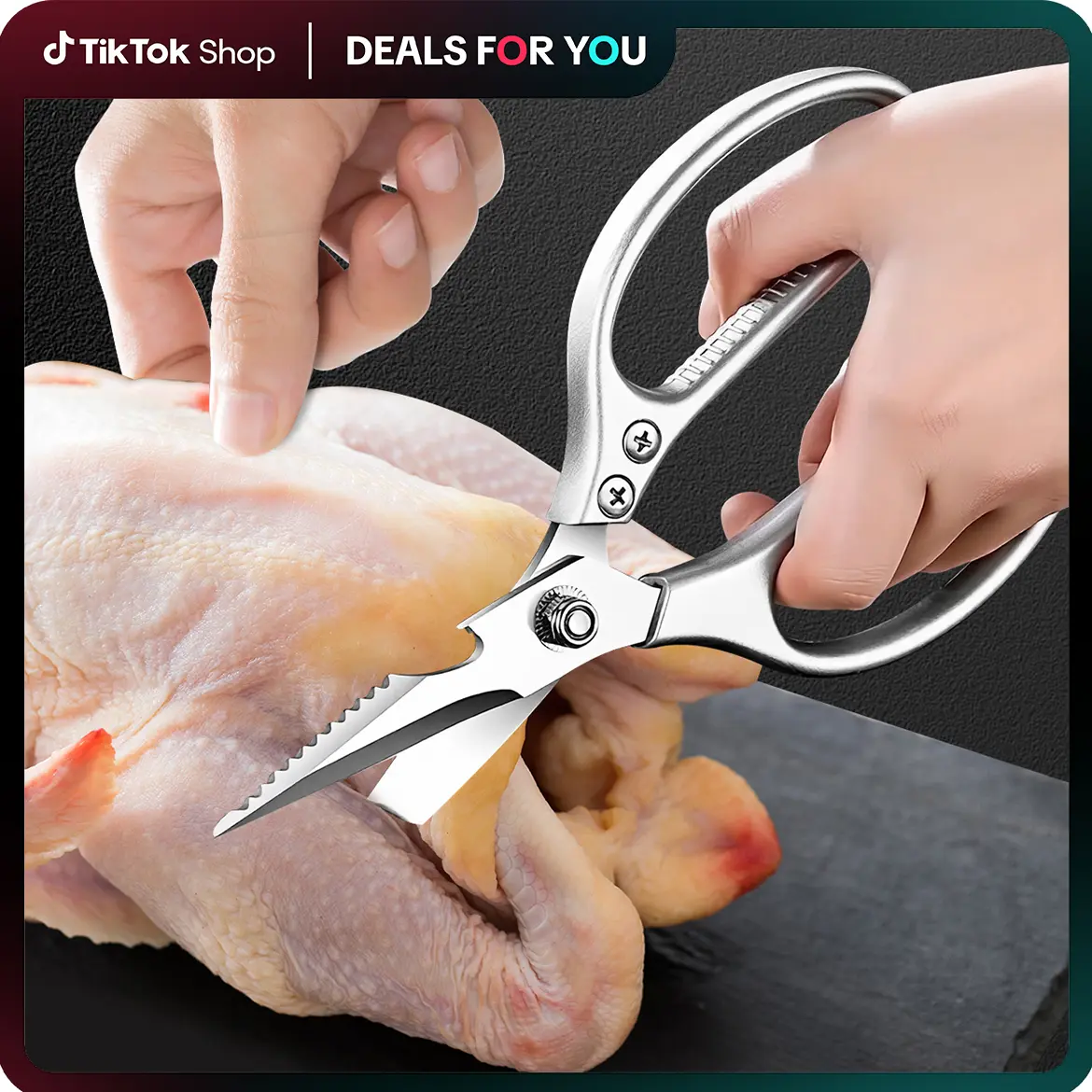 8.5-in Ambidextrous Design Light Aluminum Alloy Kitchen Scissors (1-2pcs) - Ergonomic Easy Grip Handles, Multifunctional Stainless Steel Blades, Professional Kitchen Utensils for Home Chefs, Efficient Cutting for Chicken Bones, Meat, Seafood, Printed