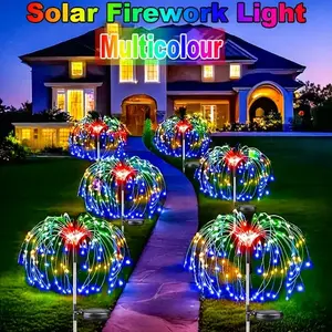 smart solar Firework LED Lawn Lights - Multicolour Outdoor Fairy String Lights for Home, Garden, Wedding & Holiday Decor, smart solar-Powered Copper Wire Lights with Vibrant Red, Green, Blue & Yellow LEDs, Garden Glow Light