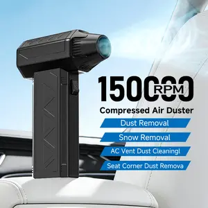 Turbo Fan Air Duster | 130K RPM & 200g Pressure for Industrial Blasting. Deep Clean Car Vents, PC Fans, Furniture & Blow Away Yard Leaves/Snow. 180W Handheld Power