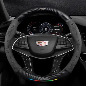 Cadillac Suede Steering Wheel Cover Protector, Fits Escalade Esv Ct4 Ct5 Ct6 Xt4 Xt5 Xt6 Lyriq Ats Cts Srx XLR, Car Accessories