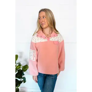 Cozy In Love Sherpa Quarter Snap Pullover - Pink