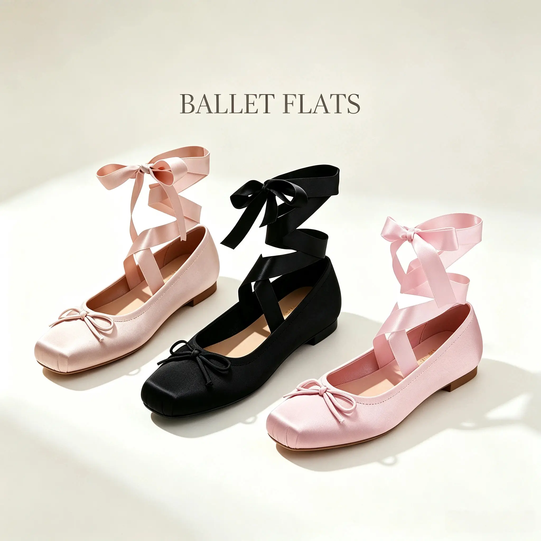 Women's Satin Mary Janes, Square Toe Ballet Flats with Bows Front and Ankle Laces, Elegant Party Shoes for Women, Ballet Shoes, Chic, Mary Janes Shoes